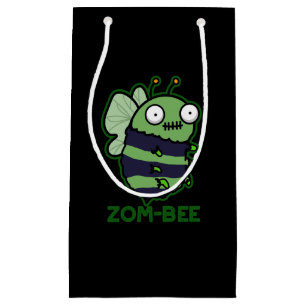Zom-bee Funny Halloween Zombie Bee Pun Dark BG Small Gift Bag