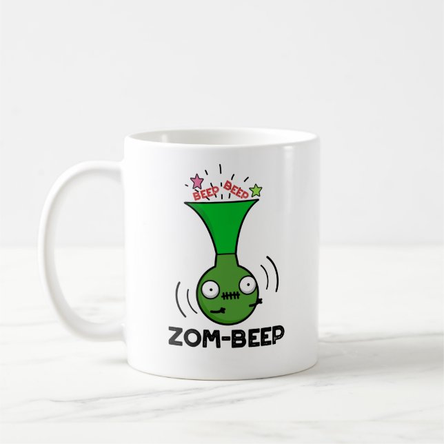 Zom-beep Funny Halloween Zombie Honker Pun Coffee Mug (Left)