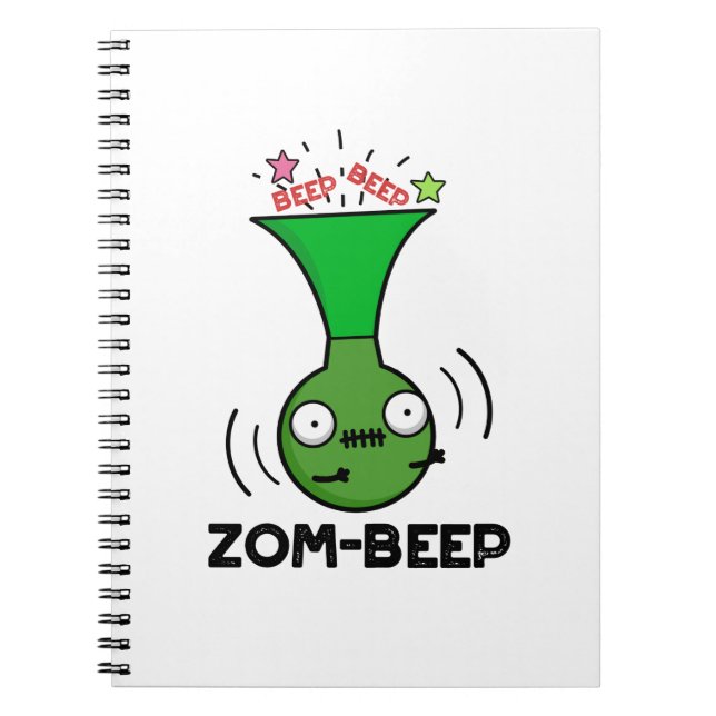Zom-beep Funny Halloween Zombie Honker Pun Notebook (Front)