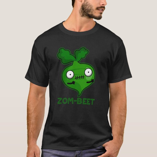Zom-beet Funny Zombie Beet Pun Dark BG T-Shirt (Front)