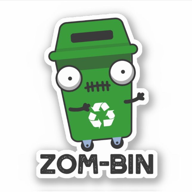 Zom-bin Funny Halloween Zombie Trash Bin Pun (Front)