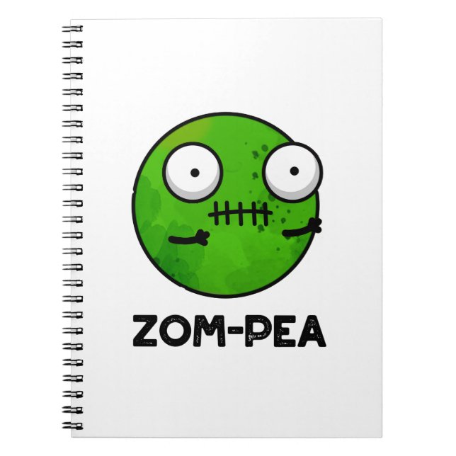 Zom-pea Funny Halloween Zombie Pea Pun Notebook (Front)