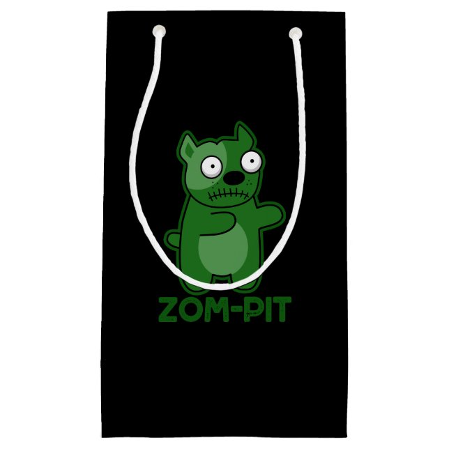 Zom-pit Funny Halloween Zombie Pun Dark BG Small Gift Bag (Front)