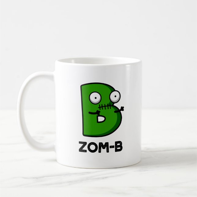 Zomb-b Funny Halloween Zombie Alphabet B Pun  Coffee Mug (Left)
