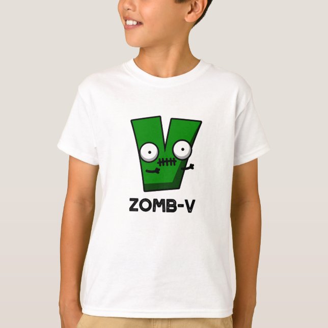 Zomb-V Funny Halloween Zombie Alphabet V Pun  T-Shirt (Front)