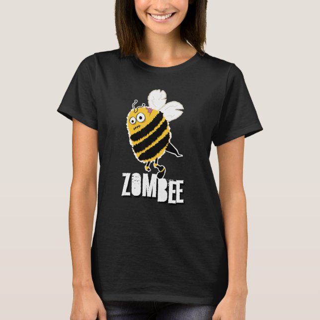 Zombee Bee Zombie Halloween Bumblebee Brain Spooky T-Shirt (Front)