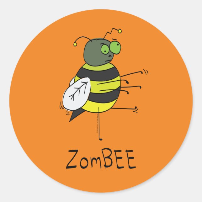 ZomBEE Zombie Bee Funny Halloween Stickers (Front)