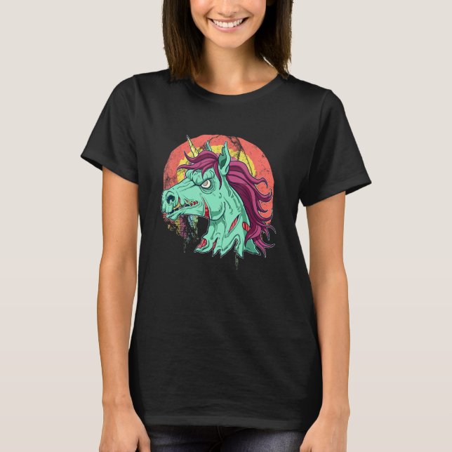 Zombicorn Zombie Unicorn Undead Scary Halloween T-Shirt (Front)