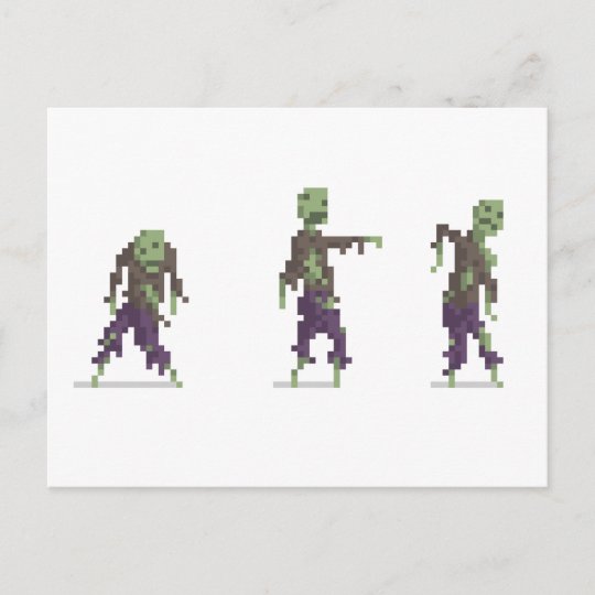 Zombie 8 Bit Pixel Art Postcard Zazzle Co Uk