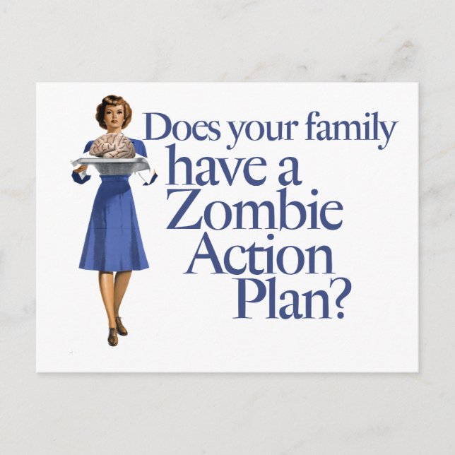 Zombie Action Plan Vintage Style Postcard (Front)