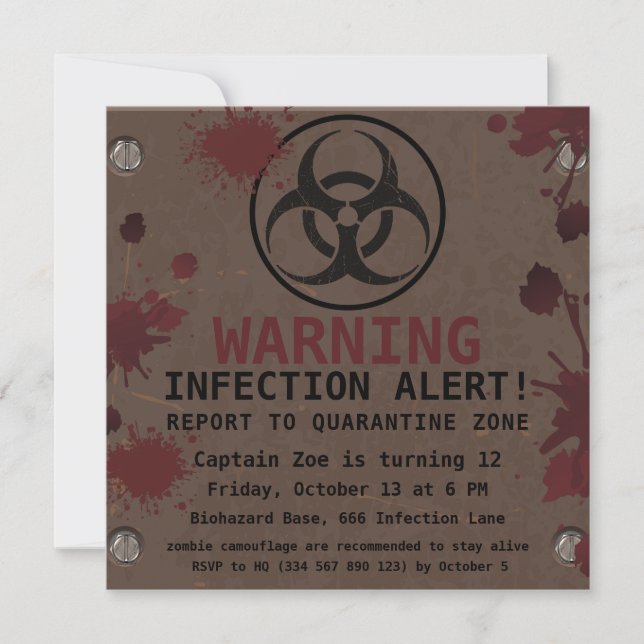 Zombie Apocalypse Birthday | Halloween Biohazard  (Front)