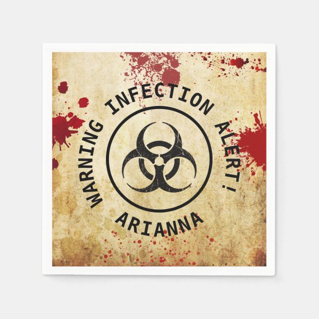 Zombie Apocalypse Birthday | Halloween Biohazard Napkin (Front)