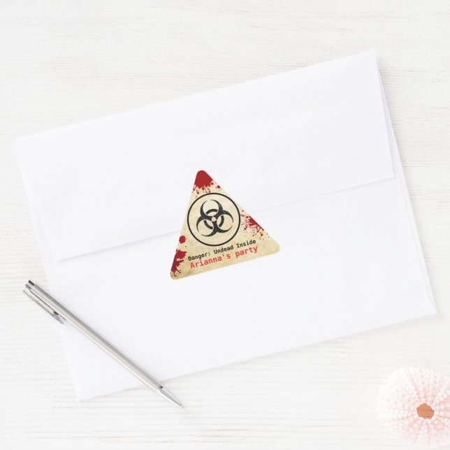 Zombie Apocalypse Birthday | Halloween Biohazard Triangle Sticker (Envelope)