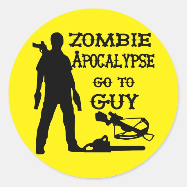 Zombie Apocalypse Go To Guy (Weapons) Classic Round Sticker (Front)