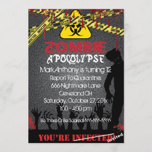 Zombie Apocalypse Halloween Birthday Invitation