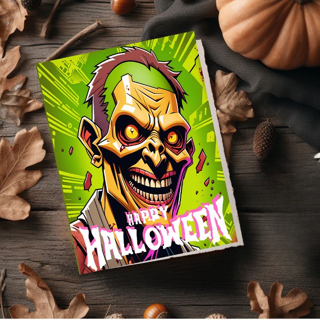 Zombie Apocalypse Halloween. Holiday Card (Spooky and Scary Zombie Apocalypse Halloween.)
