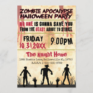 Zombie apocalypse Halloween Party Invitation