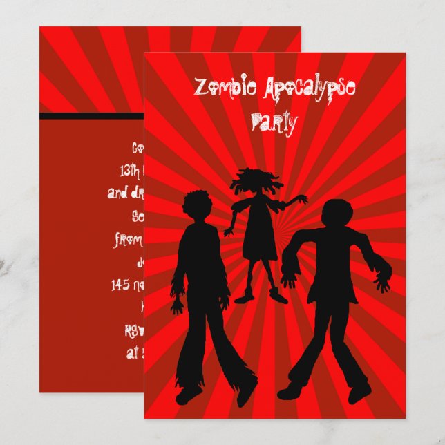 Zombie Apocalypse Kids Birthday Party Invitation (Front/Back)