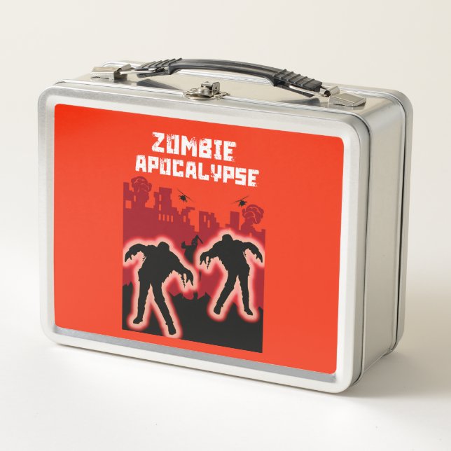 Zombie Apocalypse Kids Shirt Metal Lunch Box (Front)