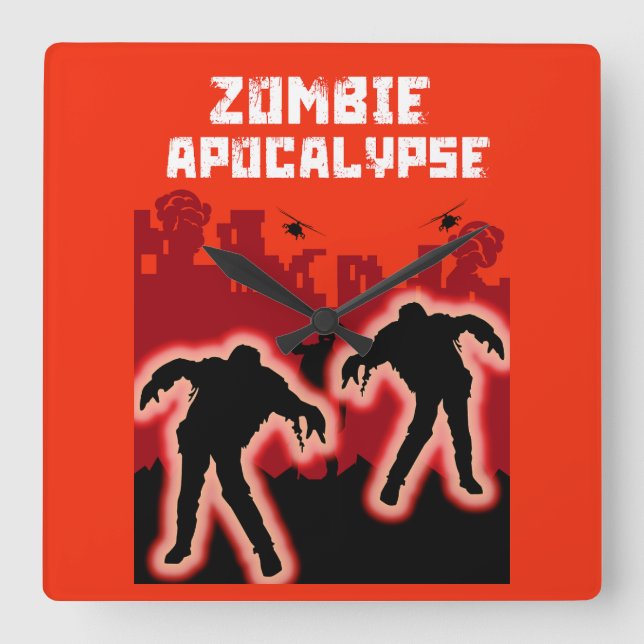 Zombie Apocalypse Kids Shirt Square Wall Clock (Front)