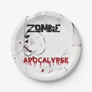 Zombie apocalypse theme party paper plate