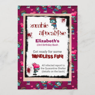 Zombie Apocalypse Themed Birthday Party Invite