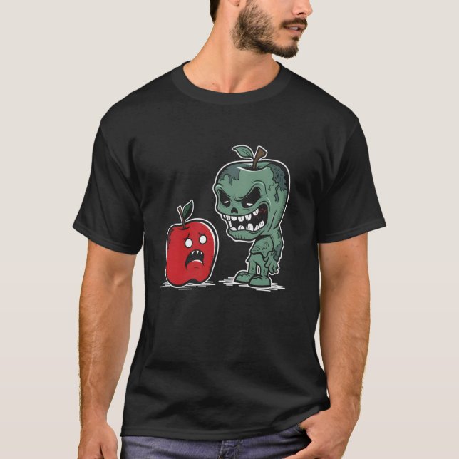 Zombie Apple - Funny Spooky Zombie Halloween Lover T-Shirt (Front)