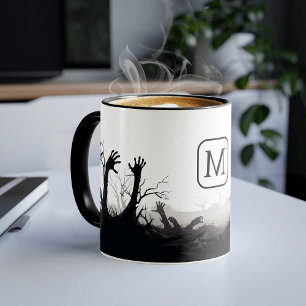 Zombie Arms Rise Up Spooky Halloween Night Mug