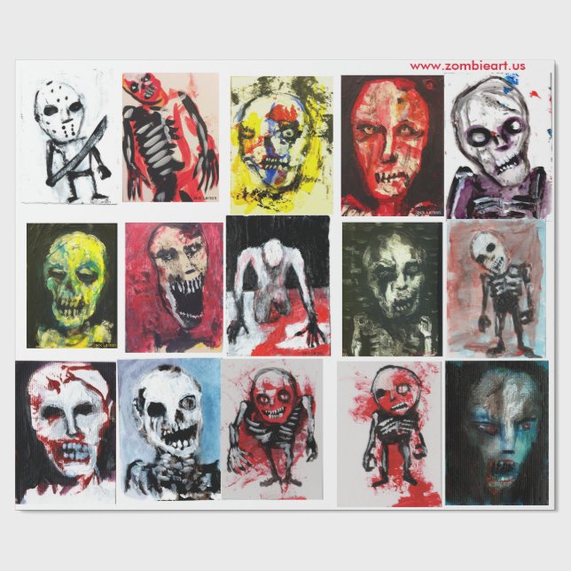 Zombie Art Matte Wrapping Paper, 30" x 6' Wrapping Paper (Flat)
