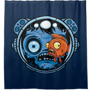 Zombie Astronaut Fishbowl Helmet Shower Curtain