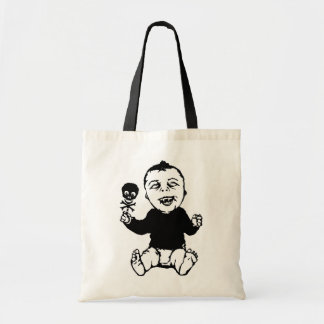 Zombie Baby Holding Skull Rattle Tote