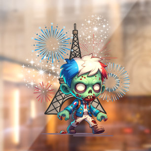 Zombie Bastille Day Window Cling