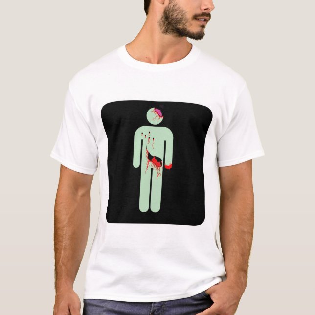 Zombie Bathroom Sign black mens tshirt (Front)