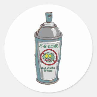 Zombie be gone spray can classic round sticker