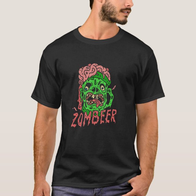 Zombie Beer Zombeer Goth Satanic Punk Satan Gothic T-Shirt (Front)