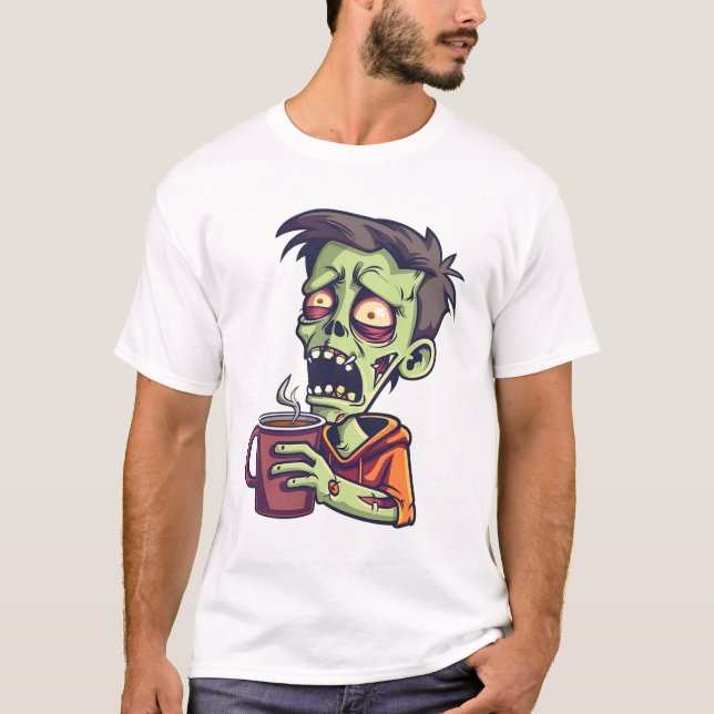 “Zombie Before Coffee – Undead Morning Mood” T-Shirt (Front)