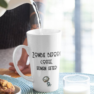 Zombie Before Coffee White Halloween Latte Mug