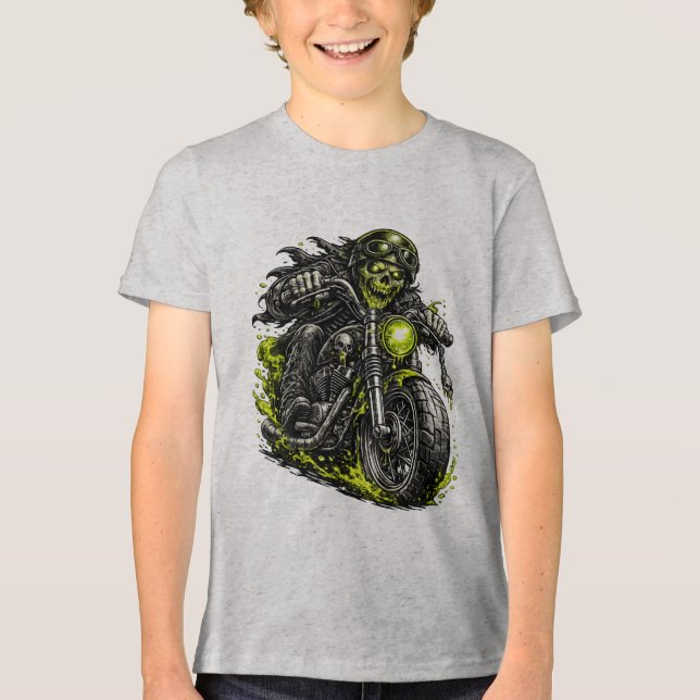 Zombie Biker Motorcycle  Tri-Blend Shirt (Front)