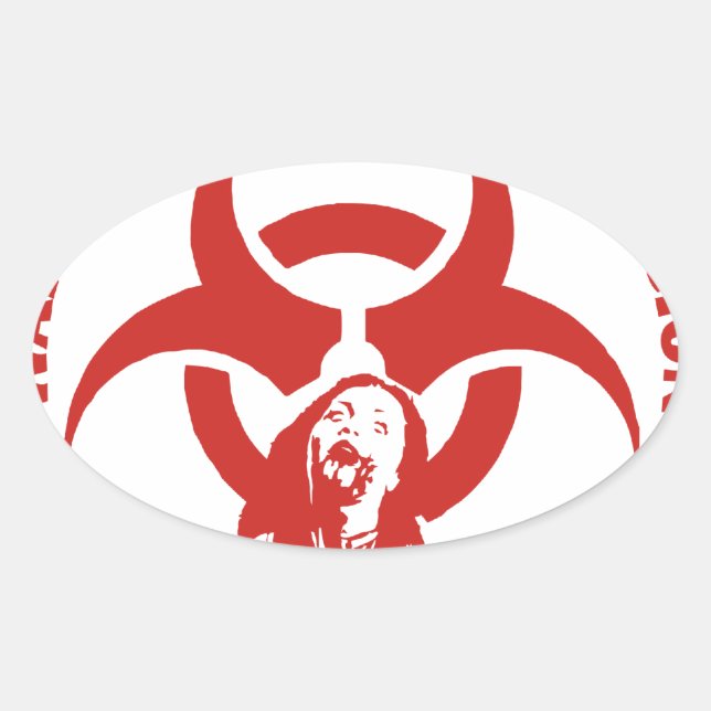 Zombie Bio-hazard Contagion Oval Sticker (Front)