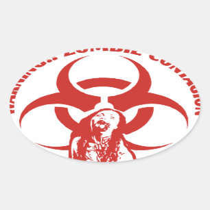 Zombie Bio-hazard Contagion Oval Sticker