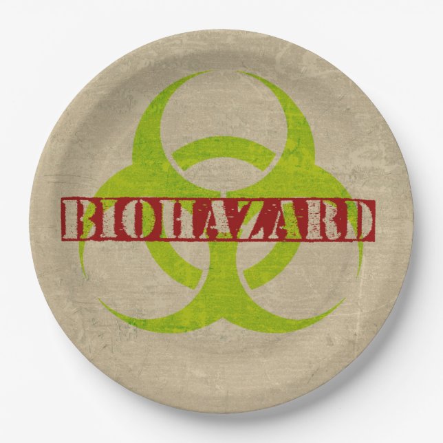 Zombie Biohazard Halloween Party Paper Plates (Front)