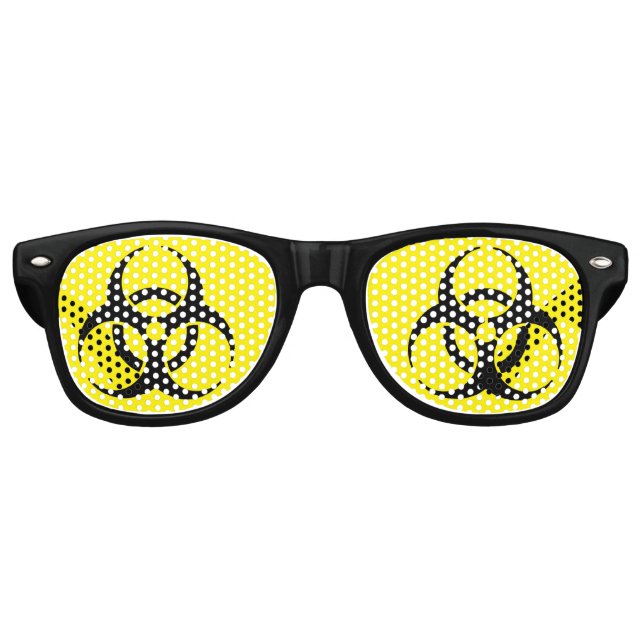 Zombie Biohazard Symbol Mad Scientist Retro Sunglasses (Front)