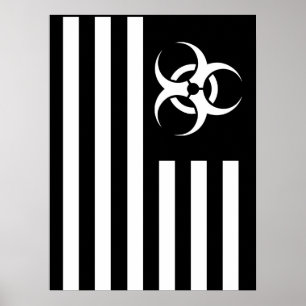 Zombie Biological Outbreak BLack Flag Poster