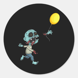 Zombie Birthday Balloon - Funny Cute Zombie Kids A Classic Round Sticker