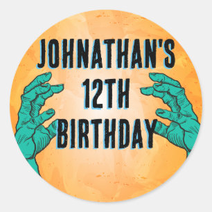 Zombie Birthday Halloween Kids Party  Classic Round Sticker