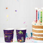 Zombie Birthday Kids Party  Paper Cups<br><div class="desc">Transform your birthday into an unforgettable celebration for both you and your guests with this lively and colourful design featuring zombies,  mummies,  graveyards,  sweets,  and more. Easily personalise it with your details,  and you're ready to go. Enjoy your birthday party</div>