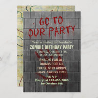 Zombie Birthday Party Undead Apocalypse Blood Text