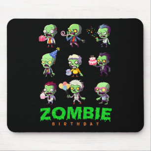 Zombie Birthday Squad Funny Halloween Party Boy Ki Mouse Mat