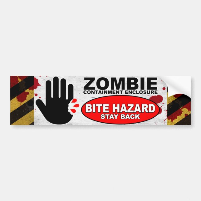 Zombie Bite Hazard Bumper Sticker (Front)