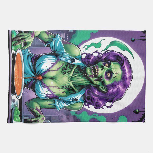 Zombie Bites: Creepy Culinary Creations Tea Towel (Horizontal)